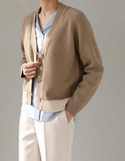 [SALE]wool color matching cardigan