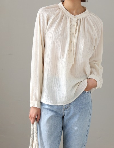shirring cotton blouse