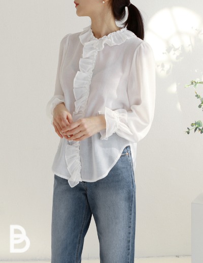 see-through frill blouse