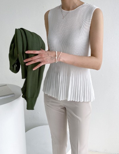 pleated slip blouse