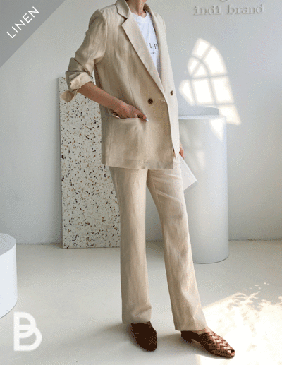 low two-button linen jacket