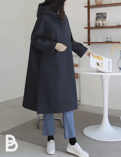 hooded boxy coat