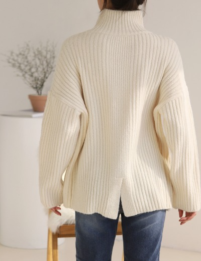 half-neck backslit knit