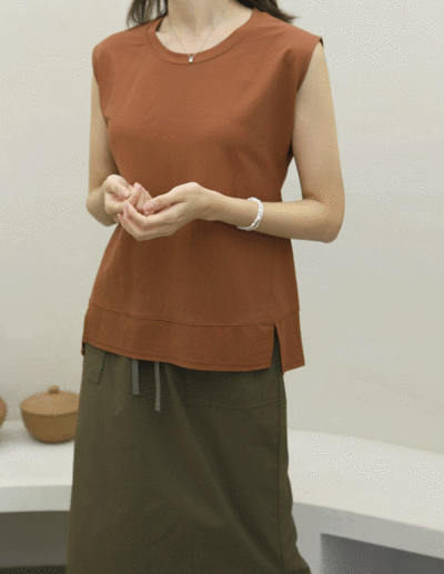 unbalanced pattern sleeveless