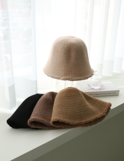 hair wool bucket hat