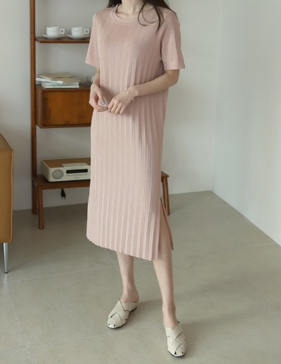 pleated knit dress