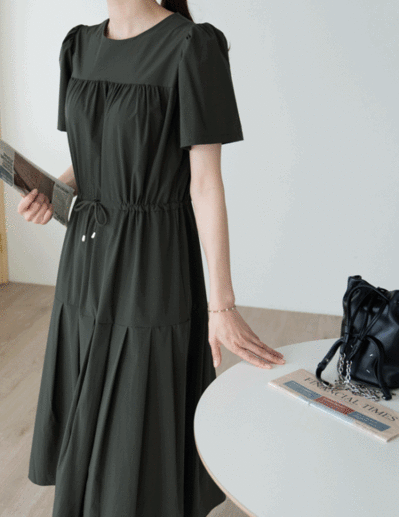 pleated shirring dress