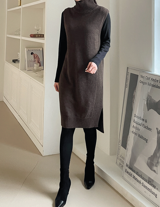 wool turtleneck vest dress