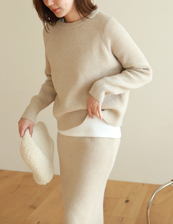 raglan wool knit set