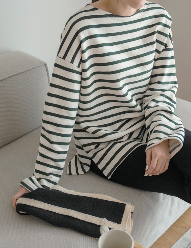 cozy stripe long t-shirt