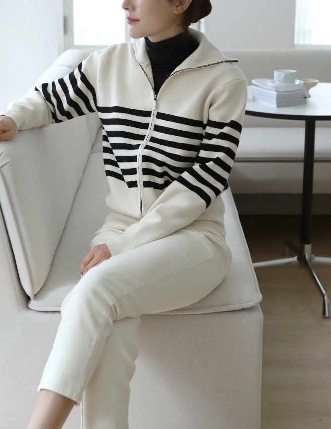 fore stripes zip-up cardigan
