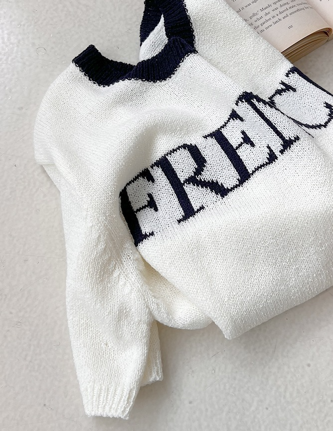 french lettering knitwear