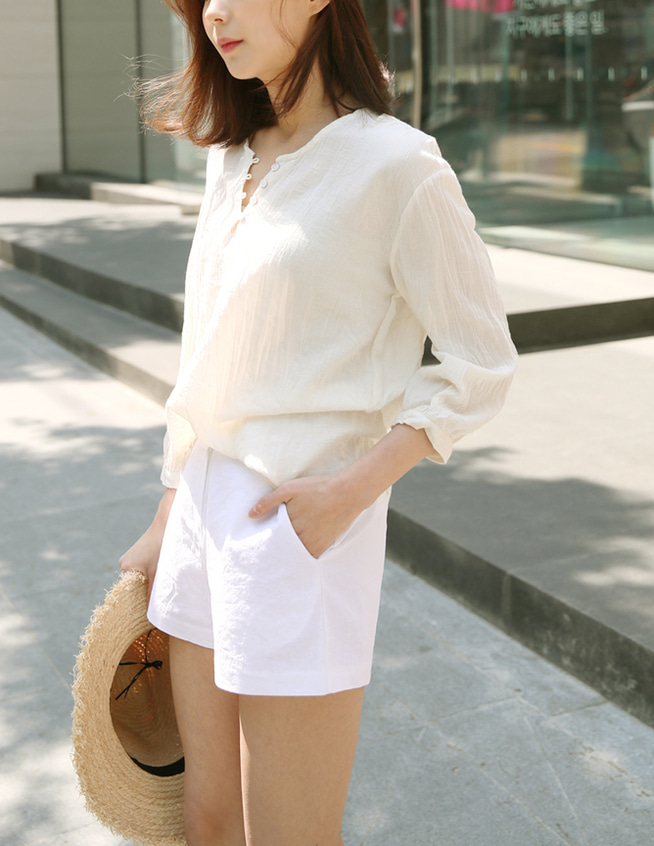 [SALE]herringbone cotton blouse