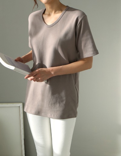 [SALE]span U-neckline t-shirt