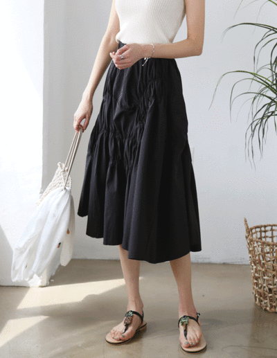 [SALE]bordeaux shirring skirt