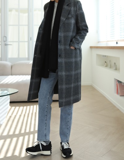checkered quilted coat