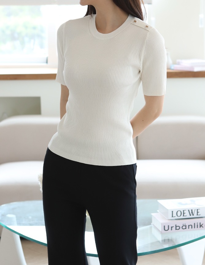 ribbed button knit