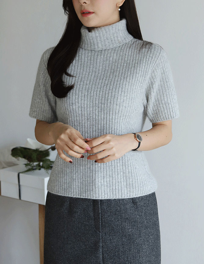 wool whole garment half sleeve knitwear
