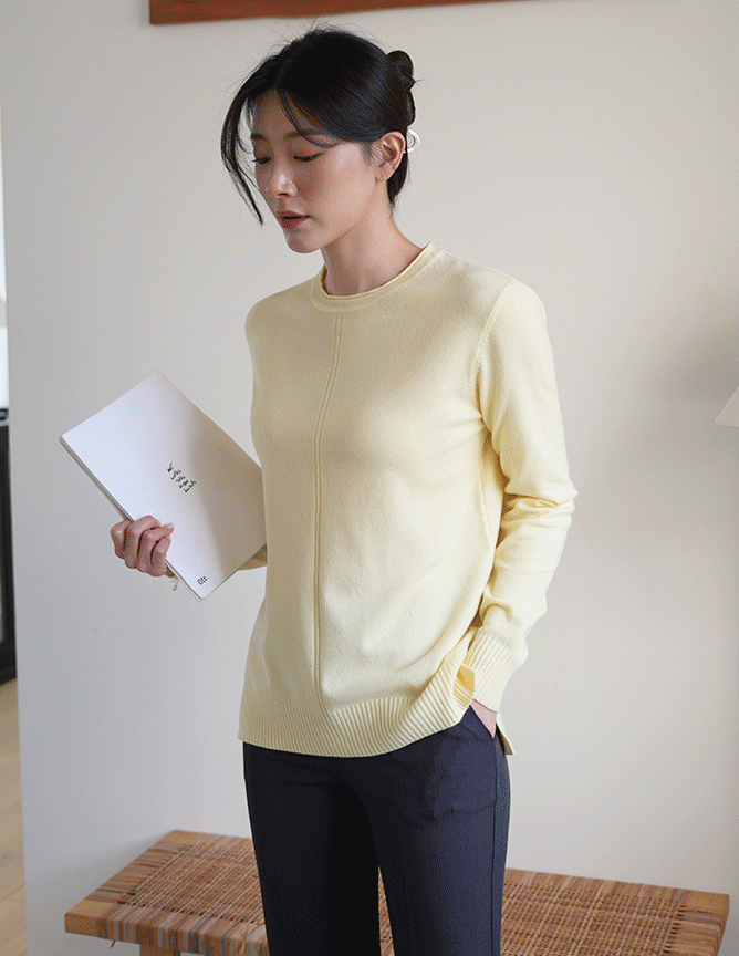 roll-up round-neck knit